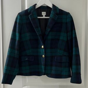 J. Crew Plaid Blazer with Gold Buttons